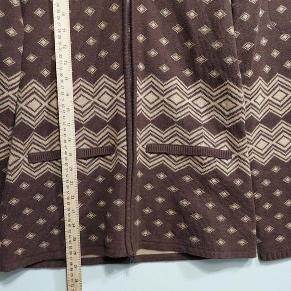 Athleta Teton Cardigan Full Zip LS Wool Nylon Blend Sweater Womens Large Brown - Picture 6 of 9